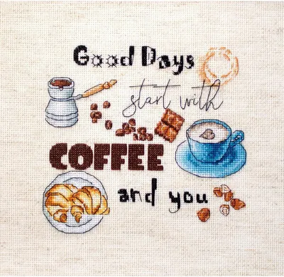Produktbild von Letistitch Kreuzstich Set "Kaffeezeit"; Zählmuster, 15x14cm