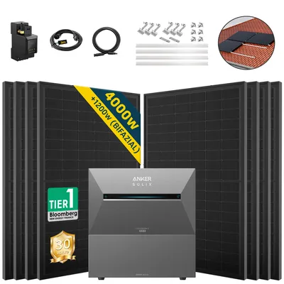 Produktbild von ALLDREI Balkonkraftwerk mit Speicher Anker Solix Solarbank 3 E2700 Pro & BP2700x1,Komplettset mit 8x500W Bifazialer Solarpanel & Smarten Zähler