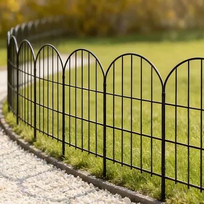 Metall-Gartenzaun 61x33 cm, 10 Paneele, 3,3 m Gesamtlänge, schwarz