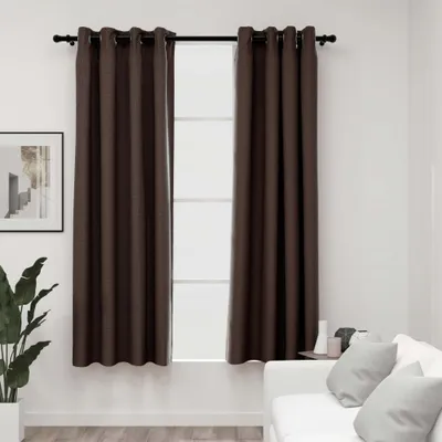 Produktbild von The Living Store Verdunkelungsvorhänge Ösen Leinenoptik 2 Stk. Taupe 140x175cm