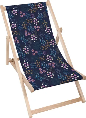 Produktbild von Dreamroots Liegestuhl klappbar Holz bis zu 130 kg, Sonnenliege klappbar mit 3-stufiger Neigungsregulierung der Rückenlehne, Geometric Flower