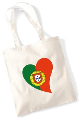 Produktbild von Huuraa Jutebeutel Portugal Flagge Herz 10 Liter Natural Baumwolle Tasche Geschenkidee