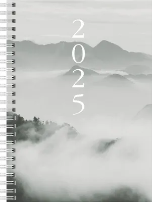 Produktbild von rido/idé 7021807015 Buchkalender Modell Timing 1 (2025) "Cloudy Mountains"| 2 Seiten = 1 Woche| A5| 160 Seiten| Grafik-Einband| grau