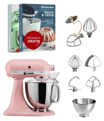 Produktbild von KitchenAid 4,8 L 5KSM175 Artisan Küchenmaschine inkl. TschimmHook Rührelemente Altrosa
