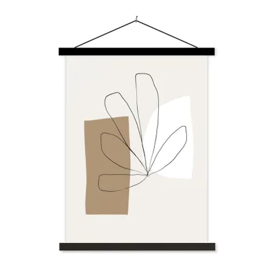 Produktbild von MuchoWow® Textilposter Blumen - Minimalismus - Pastell 40x53 cm mit schwarzem Rahmen - Abbildung