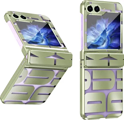Obrázek produktu pro Pouzdro pro Samsung Galaxy Z Flip 5, galvanizované průhledné pouzdro s ochranou pantu zelené