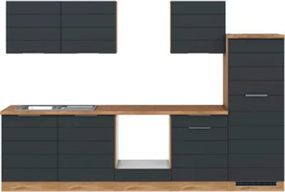 Produktbild von Held Möbel Küchenzeile ohne Geräte Florenz 300 cm grau matt zerlegt Variante reversibel 1104.6293