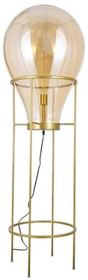 Produktbild von Casa Padrino Luxus Stehleuchte Bernstein / Gold Ø 50 x H. 158 cm - Runde Metall Stehleuchte mit Glas Lampenschirm - Luxus Stehleuchten - Luxus Leuchten - Luxus Interior