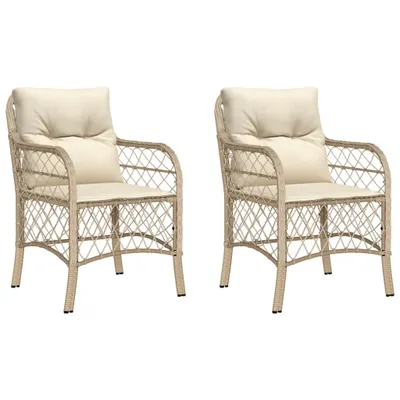 Produktbild von vidaXL Gartenstühle mit Kissen 2 Stk. Beige Poly Rattan