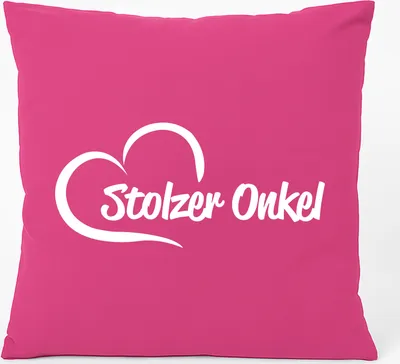 Produktbild von Huuraa Kissen Stolzer Onkel Herz 40x40cm mit Füllung Fuchsia Baumwolle Dekokissen Geschenkidee