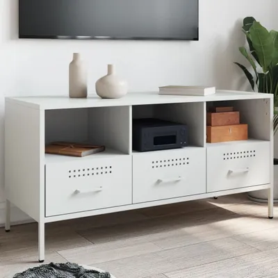 Produktbild von "Rabatt" TV-Schrank - Fernsehschrank - TV-Lowboard - Weiß 100,5x39x50,5 cm Stahl - TV-Schränke CC23174