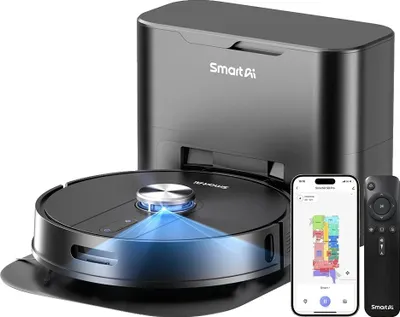 Obrázek produktu pro Robotický vysavač s dokovací stanicí, samovyprázdňovací, inteligentní navigace, 380 ml nádržka na vodu a 3 l nádoba na prach, SmartAI S8 Pro, EU