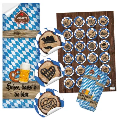 Produktbild von Bayerisches Aufkleber-Set kariert – Schön dass du da bist