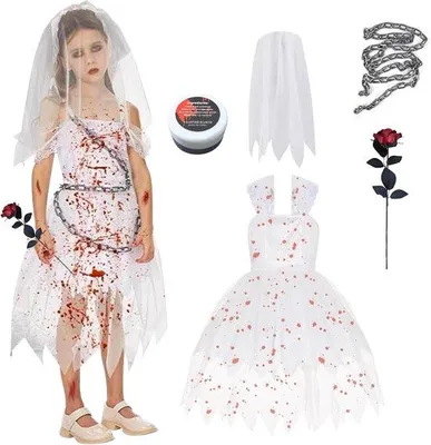 Productafbeelding van Zombie Bruidskostuum Meisjes Horror Kostuum Halloween Carnaval Feest Cosplay