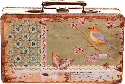 Produktbild von Truhe Kiste KD1290 Vogel Koffer Kofferset Holztruhe mit Kunstleder Schatzkiste, Größe:Größe M Grün (26cm B x 15cm T x 8cm H )