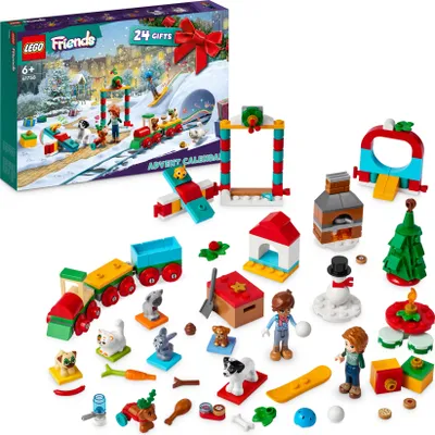Produktbild von LEGO 41758 Friends Adventskalender 2023, Weihnachtskalender mit 24 Geschenken, darunter 8 Tier-Figuren, 2 Mini-Puppen und festliches Spielzeug, Advents-Geschenke zu Weihnachten für Kinder