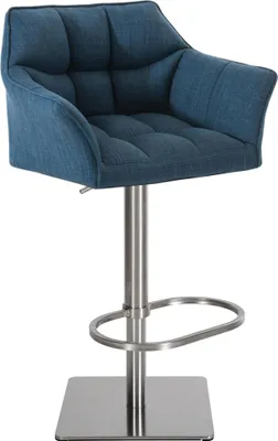 Produktbild von CLP Barhocker Damaso mit Stoffbezug drehbar und höhenverstellbar bis 240 kg blau Gestell Farbe edelstahl