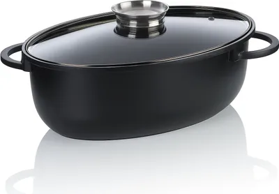 Obrázok produktu pre Panvica, 8,0 l, s pokrievkou, čierna, nepriľnavý povrch, bez PFAS/PTFE, hliníkový odliatok - Kela | Atura