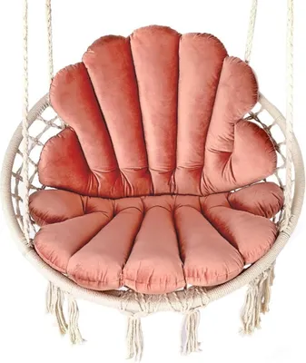 Produktbild von Love Gifts® Hängesessel Kissen in Muschelform 2 Stück + 1 kleines Kissen in Herzform, passend auch für einen Hängekorb, Farbe Rosa
