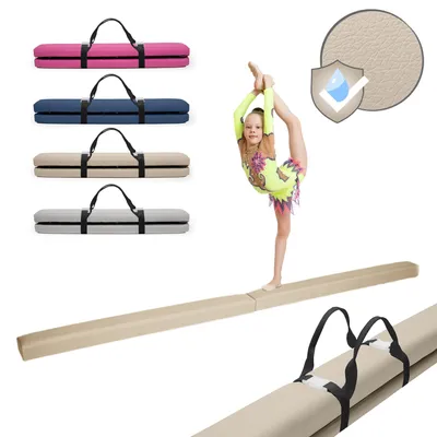 Produktbild von MAMOI® Gymnastikbalancebalken, klappbar, Kunstleder, 200 cm, rutschfest, weiche Oberfläche, für Kinder & Erwachsene, Heimtraining