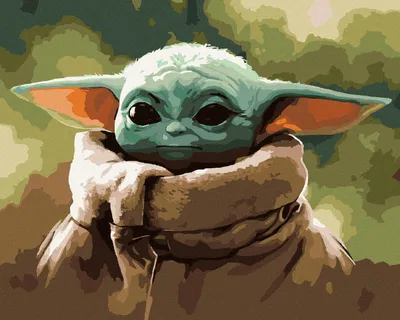 Obrázek produktu pro Zuty - Malování podle čísel - BABY YODA, 40x50 cm, bez rámu a bez vypnutí plátna
