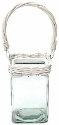 Produktbild von Kerzenhalter aus Glas und Weide, 10x10 cm