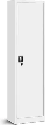 Produktbild von Büroschrank Aktenschrank Metallschrank Lagerschrank 4 Fachböden Flügeltür Pulverbeschichtung Stahlblech 185 cm x 45 cm x 40 cm Farbe: Weiß