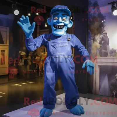 Produktbild von Blaues REDBROKOLY Frankenstein-Monster-Maskottchenkostüm mit Latzhose und Hosenträgern