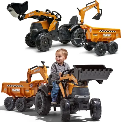 Immagine prodotto di Trattore FALK Case IH arancione con pala mobile per rimorchio da 3 anni