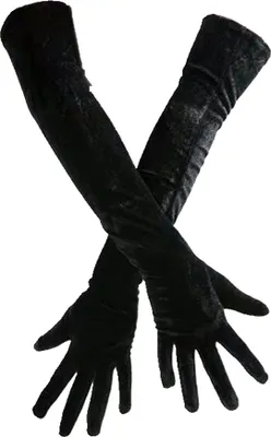 Produktbild von Vintage Frauen volle Finger dehnbare lange Abendparty Samthandschuhe Armwärmer - (schwarz)