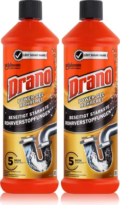 Produktbild von Drano Power-Gel Rohrfrei 1 Liter - Löst sogar Haare (2er Pack)