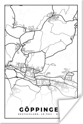Produktbild von MuchoWow® Poster Stadtplan - Göppingen - Stadtplan 40x60 cm - Plakate für die Wand - Poster Babyzimmer
