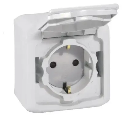 Immagine prodotto di Presa a muro 16 A, a parete, impermeabile IP44, con coperchio grigio - Legrand Forix 782393.