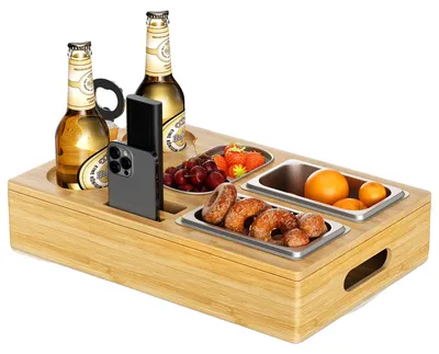 Productafbeelding van Salontafel-tabletten, bamboe-organizer, roestvrijstalen tabletten, 01