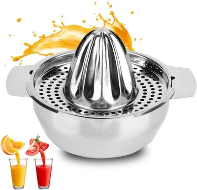 Productafbeelding van Handmatige citruspers van roestvrij staal, duurzaam, geschikt voor limoenen en sinaasappels, voor in de keuken