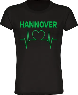 Produktbild von multifanshop Damen T-Shirt - Hannover - Herzschlag, schwarz, Größe L