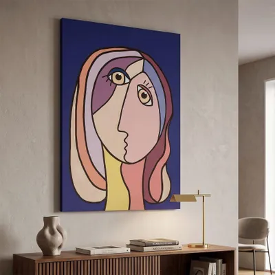 Obrázok produktu pre Maľovaná tlač na plátne kubistická tvár, viacfarebná 80x3x120 cm