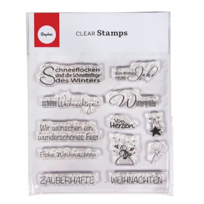 Produktbild von Rayher Clear Stempel "Weihnachten/Winter", 96,5x91x3,2mm