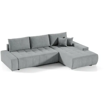 Produktbild von Ecksofa DRACO L mit Schlaffunktion & Bettkasten, Velo in Hellgrau, Ottomane Rechts