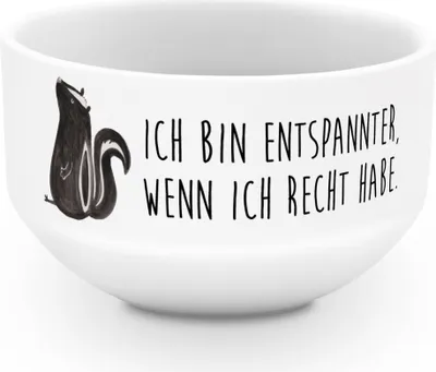 Produktbild von Mr. & Mrs. Panda dessertschale Stinktier Sitzen - Weiß - Geschenk, schale, Skunk, Wildtier, Recht, Bowlschale, Spruch, Büro, salatschälchen, Schüssel, porzellanschüssel