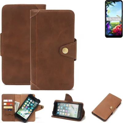 Produktbild von K-S-Trade Handyhülle für LG Electronics K40S Schutz Hülle Walletcase Bookstyle Tasche Case Handytasche Wallet Flipcase Cover PolyurethanBraun (1x)
