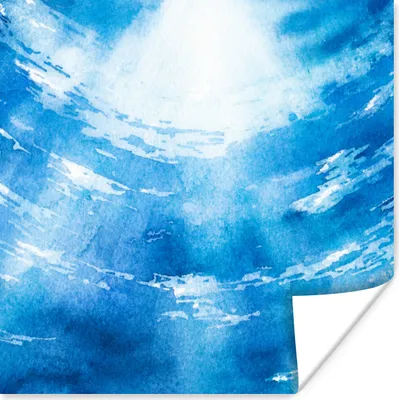 Produktbild von MuchoWow® Poster Aquarell - Wasser - Sonne 100x100 cm - Babyzimmer