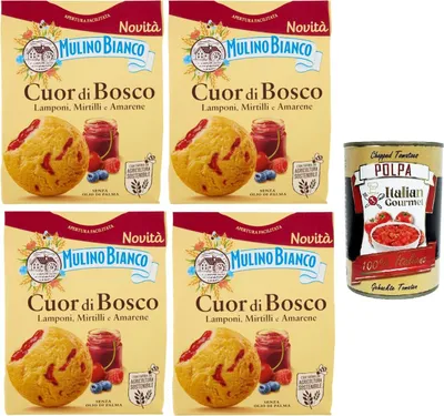Produktbild von Mulino Bianco Biscotti Cuor di Bosco Kekse von Cuor di Bosco 4x300gr + Italian Gourmet polpa 400g