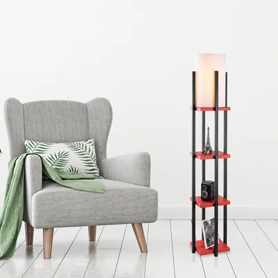 Produktbild von Opviq, 7117- 7117LMP, Schwarz,rot, Stehlampen, 25 x 25 x 130 cm, Metallkörper