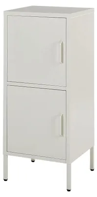 Produktbild von Aktenschrank mit 2 Türen und 4 Ablagefächern aus Stahl in Weiß im Industrie-Stil