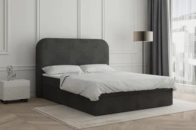 Produktbild von MOEBLO Boxspringbett Bett 07 – Boxspringbett, aus Boucle, Polsterbett Kontinentalbett, dekorativem Kopfteil Doppelbett mit Bonell-Frendung, Topper und Bettkasten (gepolstertes Kopfteil, Boxspring) - 140x200 - Schwarz (Anthology 19)