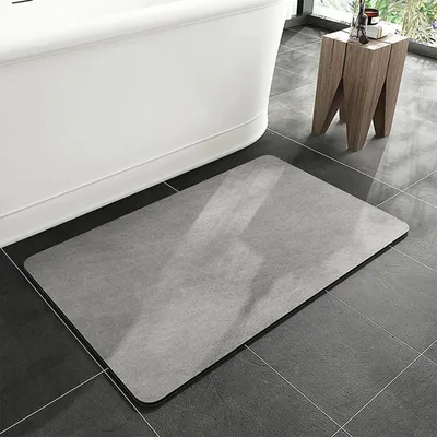Image de Tapis de bain, tapis de bain ultra-absorbant, séchage rapide, antidérapant, fin, pour le sol de la salle de bain, la baignoire et la douche (gris clair, 50 x 80 cm)