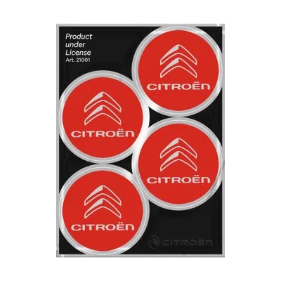 Image de Autocollants enjoliveurs pour Citroen Official 4 Logos 48 mm, Rouge