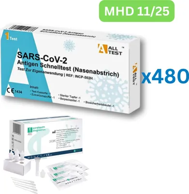 Zdjęcie produktu dla AllTest SARS-CoV-2 Antigen Self Rapid Test (wymaz z nosa, test dla laików) 480 sztuk BBD 11/25| Pojedynczy test | ID: 2099 | DARMOWE testy paraaerobikowe (5 sztuk, BBD 12/25)