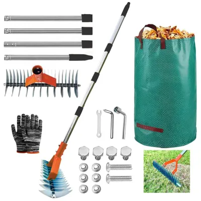 Produktbild von Vertikutierer mit teleskopischem Griff und Gartenabfalltasche